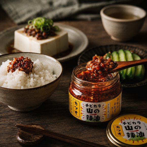 Mild Bonito Chili Oil - 山の辣油 チビカラカツオ 80g